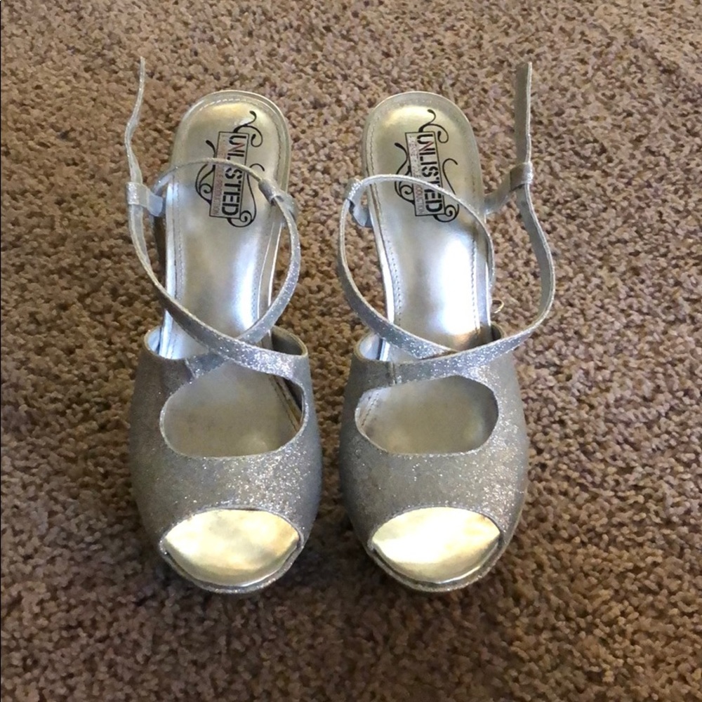 Silver Sparkly Strappy Heels